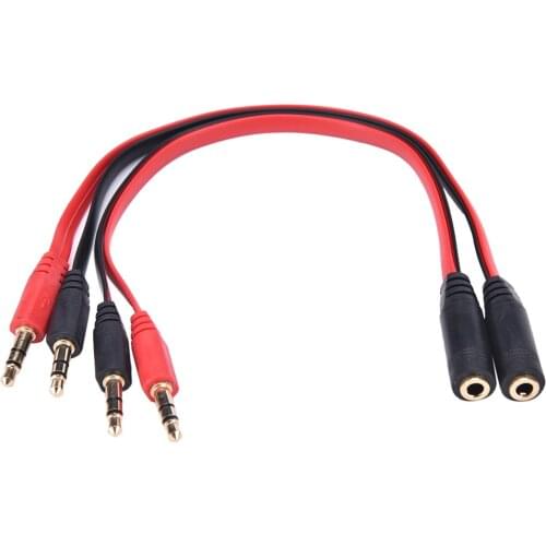 1PC 3.5mm AUX Audio Mic Splitter Cable Earphone Headphone Adapter 1 Female To 2 Male 22cm 3.5mm Female To 2 Male Cables