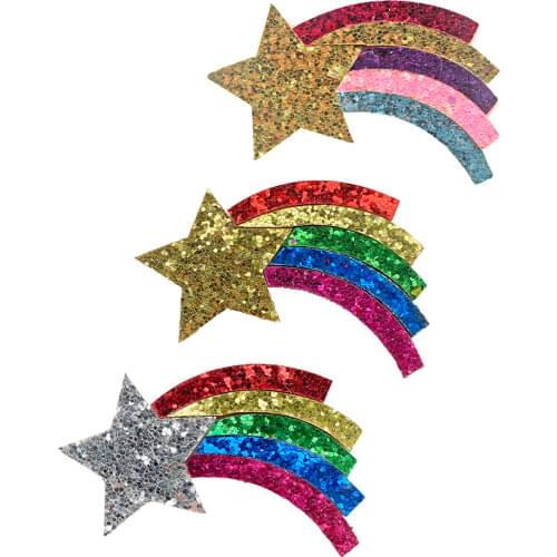 10pcs Glitter Shooting Star Applique Meteor Clip for Handmade Hairpin Bow Clothes Decor Patch Baby Girl Hair Accessorie