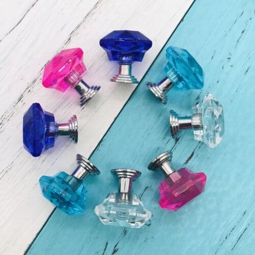 10pc Top Quality 23mm Kitchen Handles Door Knobs Crystal Diamond Shape Acrylic Drawer Cupboard Wardrobe Cabinet Furniture Handle