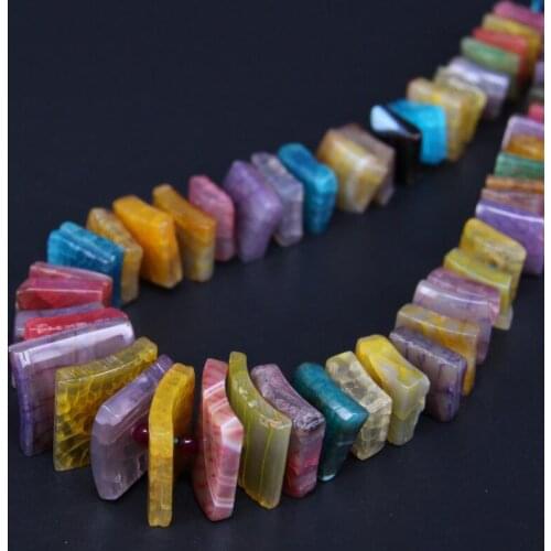 15.5"/strand Natural Colourful Dragon vein Agates Slab Nugget Pendant Beads,Mixtz Rainbow Onxy Gems Stone Slice Necklace Jewelry