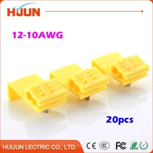 20pcs/lot Yellow Scotch Lock Quick Splice Connector Cable Joiner Crimp Terminal Soft Wire 4-6mm2 12-10AWG