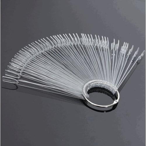 50pcs/set Transparent Nail Art Tips Display Practice Sticks Fan Shaped Nail Polish Swatches Nail Color Sample Nail Art Tools