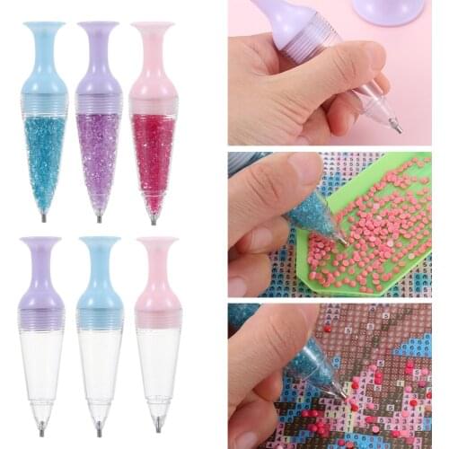 1 PC 5D Diamond Painting Point Drill Pen DIY Crafts Gradient Color Flower Pot Shape Cross Stitch Embroidery Sewing Accessories
