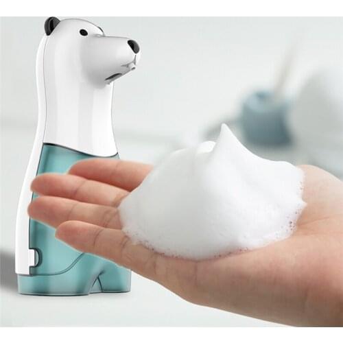 Kitchen Bathroom Sink Automatic Foam Soap Dispenser White Bear Model Hand Washing Sanitizer Holder for Home Nursery Toilet