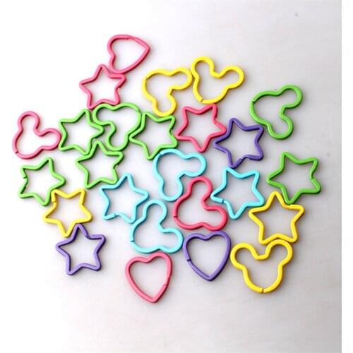 10pcs Multi Color Star Heart Love Shape Iron Material Key Rings Open Jumping Rings For DIY Keychain Jewelry Making Findings