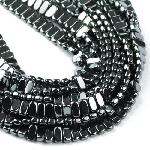 HGKLBB Rectangle Black Hematite Natural Stone Spacer Cuboid 4*2/8*4MM Loose beads For Jewelry making bracelet accessories DIY