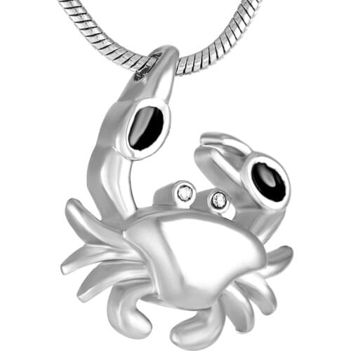 CMJ9259 Unique Crab Design Cremation Pendant Necklace Pet Memorial Jewelry Urns Lockets With Snake Chain