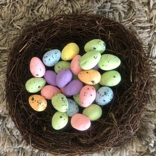 CYUAN 20pcs 3cm Painted Foam Bird Pigeon Eggs Happy Easter Colorful Egg Decoration Home Festival Ornament Kids Gift Favor