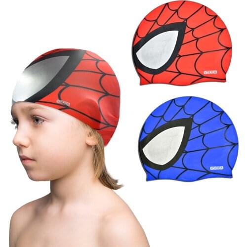 Kids Swim cap Comfortable Elastic Durable Silicone Swimming Cap Cute Cartoon Design for Girls and Boys Children Youths