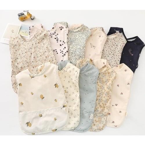 Pure Cotton Baby Bibs Breakfast Lunch Dinner Eating Burp Cloths Washable Sleeveless Apron Art Smock Babys Goods Ins Child Bib