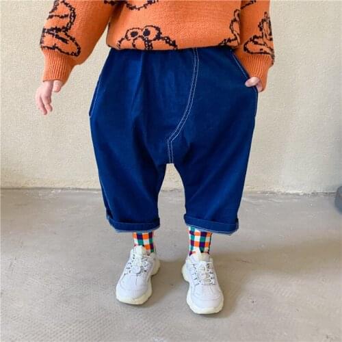 2 3 4 5 6 7 Y Toddler Girls Jeans Autumn High Quality Children Pants For Boy 2020 Elastic Waist Harem Pants Baby Kids Trousers