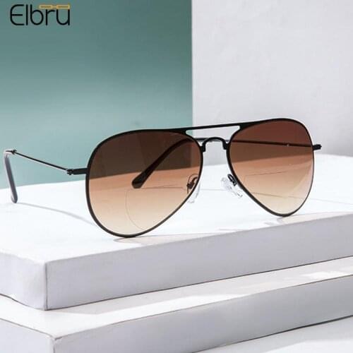 Elbru Sun Reading Glasses Fashion Pilot Sunglasses Presbyopia Women&Men Shades Eyewear Optical Goggle UV400 Diopter+1 To +3.5