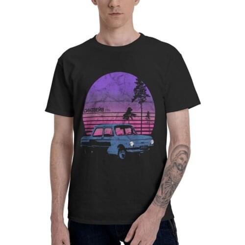 Male Russian Synthwave CCCP Auto T-Shirt Graphic Retro Vintage 80s Aesthetic Car Tshirt Short Sleeve T Shirt Homme Cotton Tee