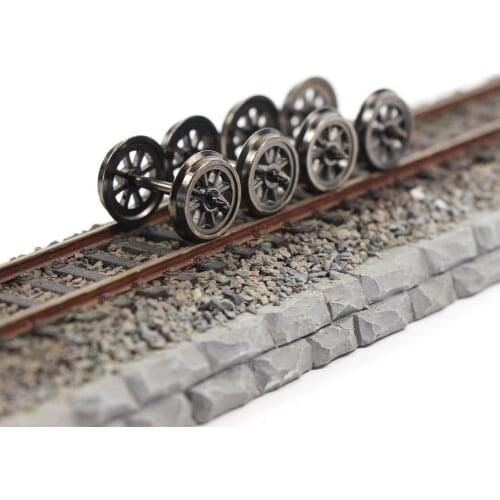 HP1487 12pcs/24pcs HO Scale 38'' Metal Spoked DC Wheels for Model Trains 1:87 DC Wheels set Railway Layout