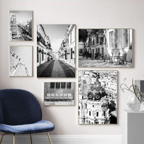 Spain Madrid Wall Art Poster Street Scenery Canvas Paintings on The Wall Posters and Prints for Living Room Home Decor Picture