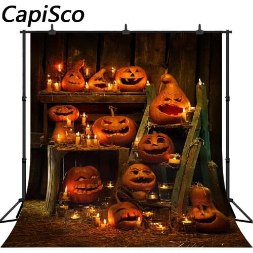 Capisco backdrops for photography studio Halloween pumpkin candle warehouse Wooden frame professional background photocall