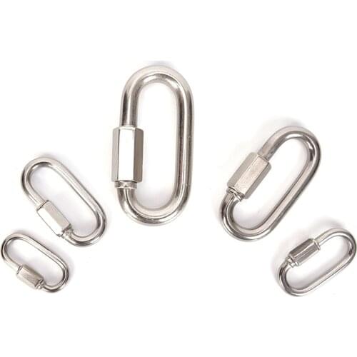 4 Sizes Climbing Gear Carabiner Quick Links Safety Snap Hook Climbing Safety Buckle Mountaineering Stainless Steel Screw Lock