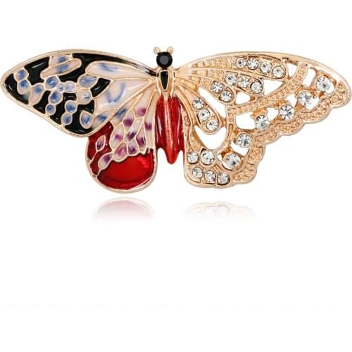 Classic Jewelry Butterfly brooch pins Rhinestone Delicate Animal Brooches for Women Bridal Gift Dress Accessories Jewelry AL264