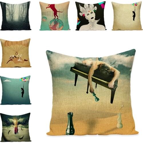 Creativity Humanity Art Printed Decorative Cushions For Sofa Angel Abstract Car Pillowcases Accessories Pillow Chair Home Decor