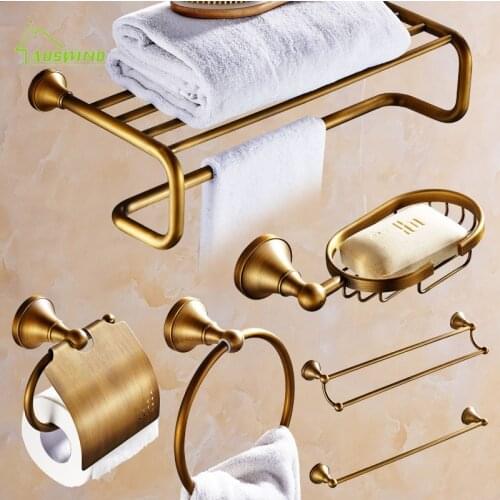 Brass Bronze Antique Bathroom Hardware Set Polished Accessories Toilet Brush Holder Paper Hook Brushed Bathroom Hardware Set