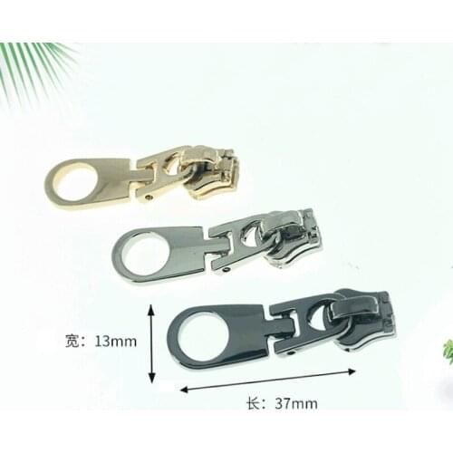 10 Pieces 13*37MM Metal Zipper Pull Tabs Luggage Hardware Accessories Zinc Alloy Double Hole Movable Pull Tab Zipper Slider