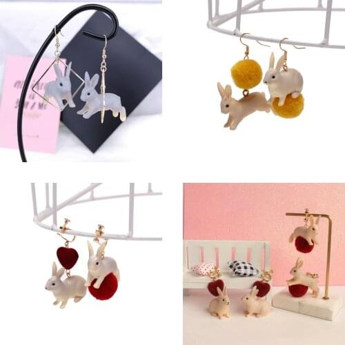 Rabbit Drop EarringsLovely Vivid Running Cute Animal Geometric Square Bunny Earrings Personalized Jewelry