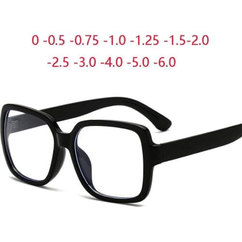 Big Frame Anti-blue Light Prescription Eyeglasses Women Men Myopia Lens Square Optical Glasses 0 -0.5 -0.75 To -6.0
