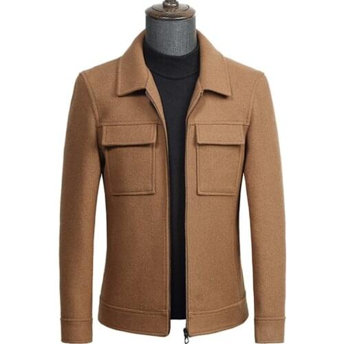 Man Coats Winter 2019 Wool Jacket MenS High-Quality Casual Slim Collar Wool Coat MenS Short Cotton Collar Trench Male KK3022