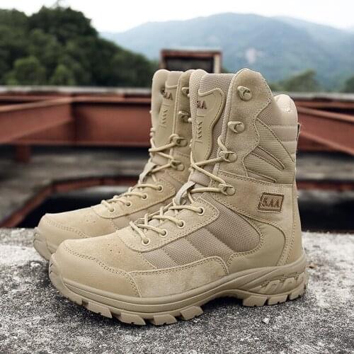 Men Hiking shoes waterproof boot Non-slip special force military boots tactical ankle boots army work boots trekking sport shoe