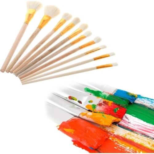 10Pcs Brushes Set for Art Painting Oil Acrylic Watercolor Drawing Craft DIY Kid L4MB