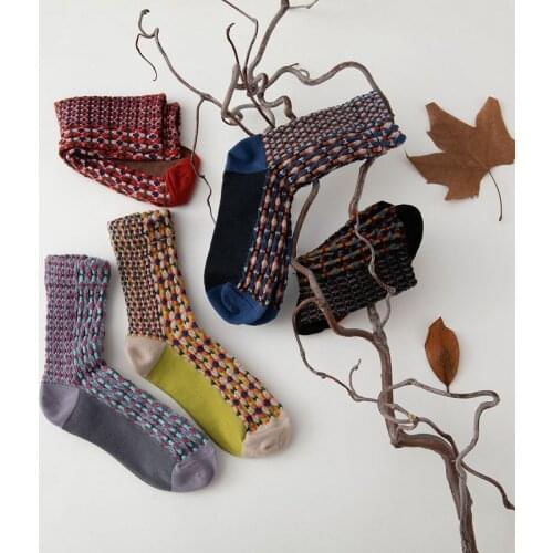 New Autumn And Winter Tube Cotton Socks Japanese British Style Retro Womens Socks Mori Korean Ethnic Style Student Trendy Socks