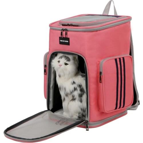 Portable Cat Dog Carrier Bag Breathable Large Space Pet Travel Double Shoulder Bag Foldable Outdoor Small Dog Backpack Handbag