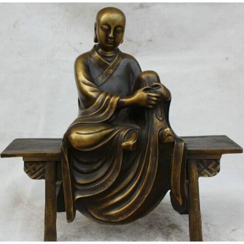 Song voge gem S2302 18" Chinese Buddhism Copper Ksitigarbha Boddhisattva Netherworld Leader Statue