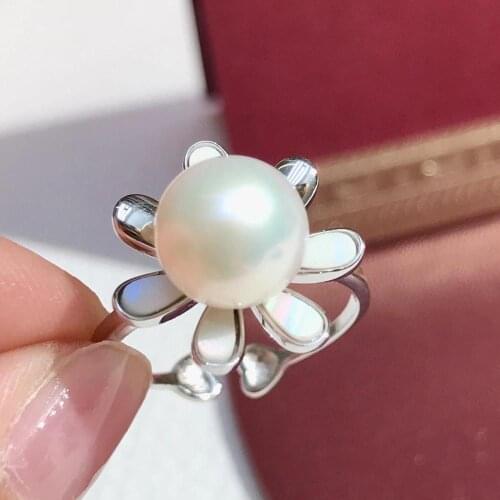 Hot Flower 925 Sterling Silver Adjustable Ring Settings Findings Mountings Parts for Pearl Corals Jade Crystal, 5pcs/lot