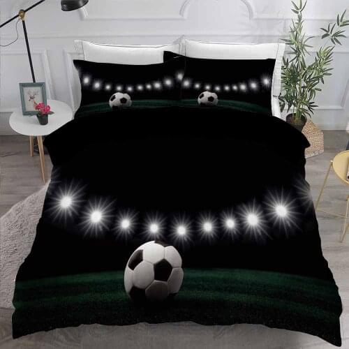 Boys Bedding 2/3 Piece Soccer Stadium Light Black Bed Cover Sport Design Single Double Full Queen Bedspread Home Duvet Cover Set