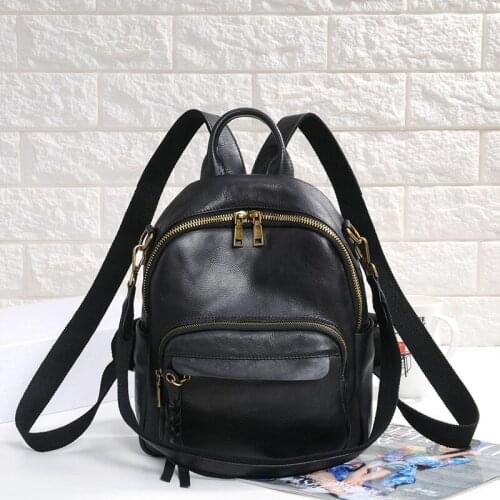 Luxury Genuine Leather Backpacks For Women Daily Shoulder Travel Bags teens School Bag Retro Vegetable Tanned Leather Knapsacks