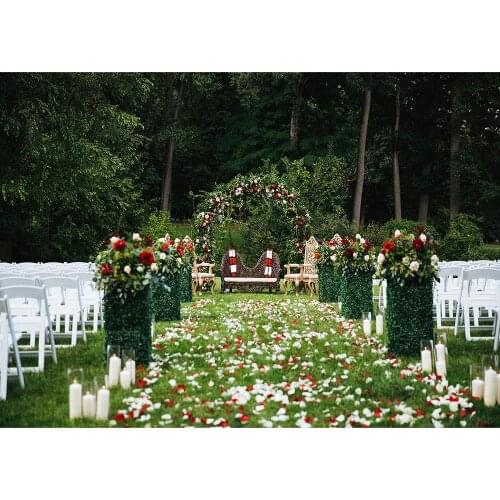 Flowers Petals Grassland Photography Backdrops Vinyl Cloth Background for Wedding Valentines Day Party Photoshoot Photo Studio