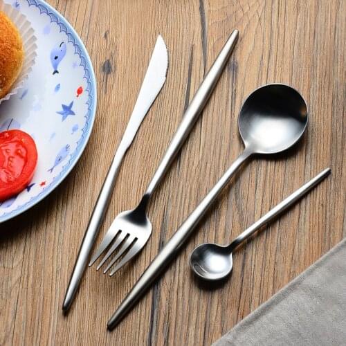 Silver Dinnerware Sets Luxury Plated Cutlery Set Stainless Steel Steak Knives Forks Teaspoons Restaurant Christmas