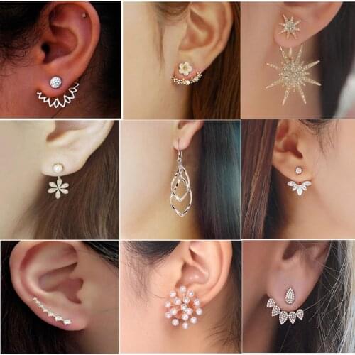 Crystal Flower Stud Earrings For Women Girls European Design Long Earrings Gift For Friend Party Beach Jewelry