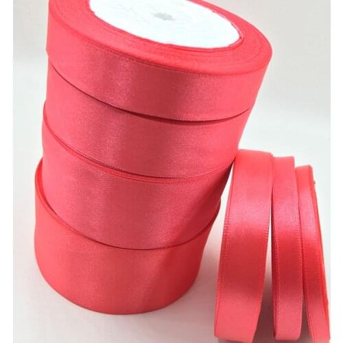 25 Yards Watermelon Red Silk Satin Ribbon Wedding Party Decoration Gift Wrapping Christmas New Year Apparel Sewing Fabric Ribbon