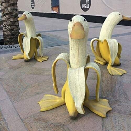 Modern Art Banana Duck Fruit Animal Decor Creative Outdoor Sculpture Decor Garden Sculpture Home Yard Ornament Statues Supplies