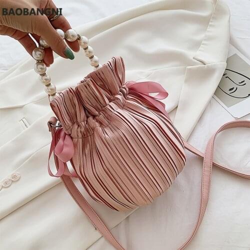 Women Satin Pearl Tote Bucket Bag High Quality Womens Handbag High Capacity Elegant Female Shoulder Messenger Bag