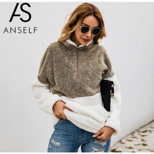 Women Sweatshirts Autumn Winter Turtleneck Top Long Sleeve Plush Warm Fluffy Pullover Tunic Female Ladies Clothing Zipper Hoodie