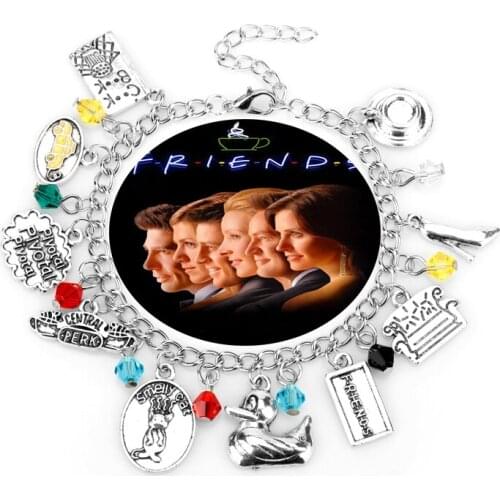 TV Show Friends Bracelets for Women Central Perk Coffee Time Smelly Cat Cook Book Charms Bangle Bracelet Female Jewelry Gift