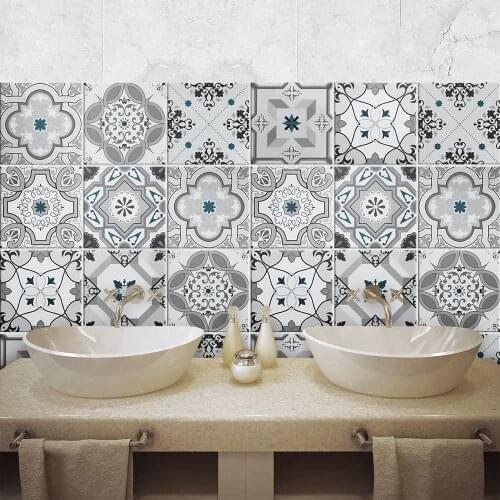 Pack 72 tile size 10x10 cm - Made in Italy-for bathroom and kitchen Stickers design-Damask