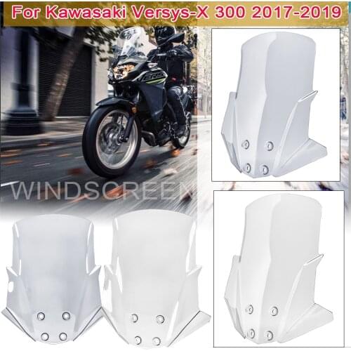 Windshield Pare-brise For Kawasaki Versys X-300 2017-2021 Motorcycle Windscreen Smoke Clear Wind Deflectors Cover VERSYS X300