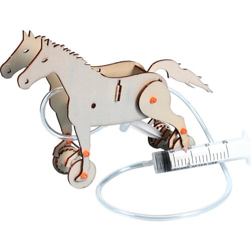 1Pcs Funny DIY Liquid Pressure Piston Assemble Horse Puzzle Model Technology Science Experiment Gizmo Toys