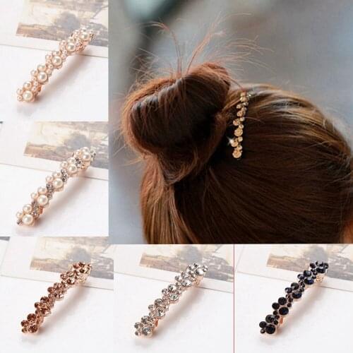 Fashion 5 Colors Korean Crystal Pearl Hair Clips Elegant Women Barrettes Hairpins Hairgrips Headwear Hair Accessories