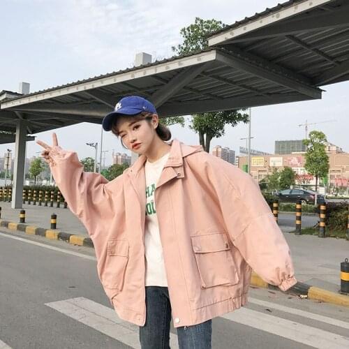 2021 Spring And Autumn New Korean Loose Large Casual Big Pocket Baseball Jacket Student Harajuku Womens Short Coatchaquetas