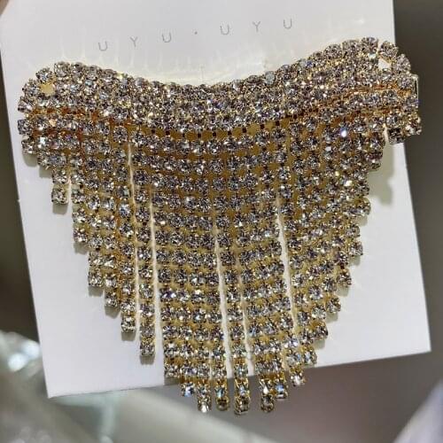 MOGAKU Shiny Crystal Barrette Fashion Tassel Jewelry Rhinestone Hair Clip for Women Hairpins Elegant Headwear Accessories Girls